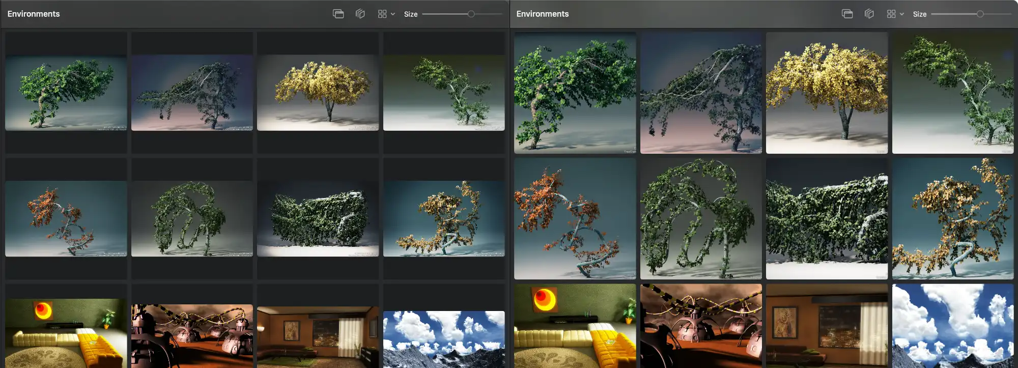 Comparison of Zenspire grid layouts: Original aspect ratio vs uniform Square thumbnails