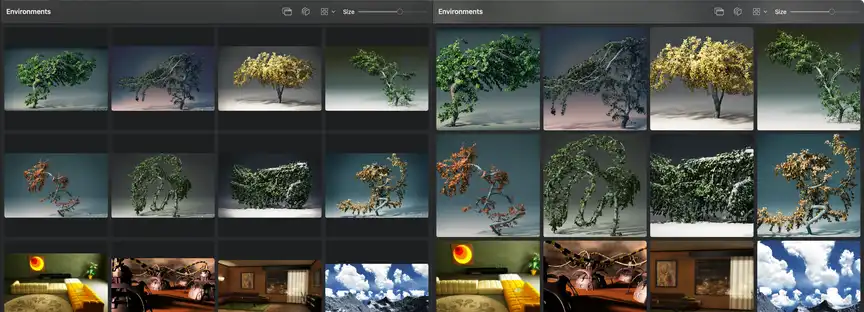Comparison of Zenspire grid layouts: Original aspect ratio vs uniform Square thumbnails