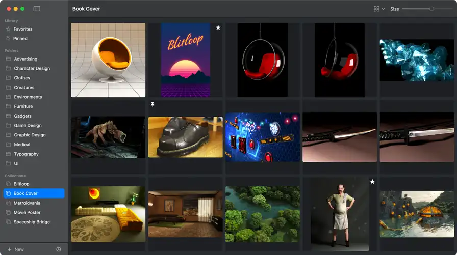 Zenspire main interface showing folders, collections, and image grid